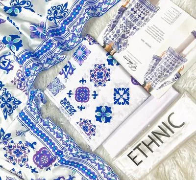 3 Pcs Women's Unstitched Digital Print Suit