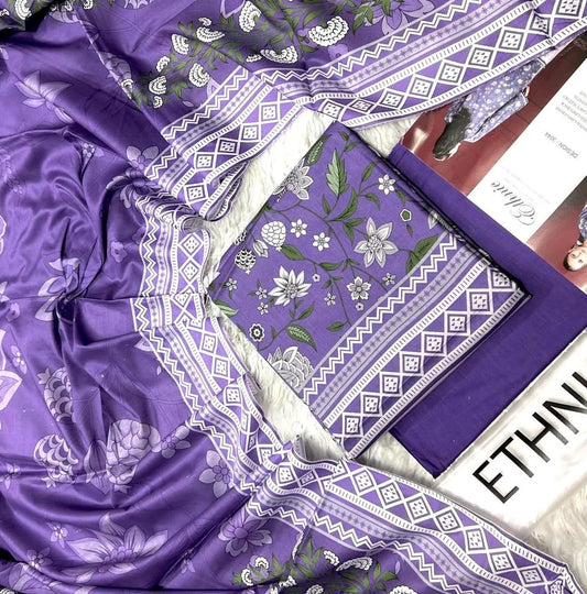 3 Pcs Women's Unstitched Digital Print Suit