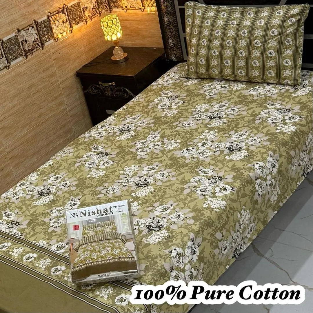 Vibrant 4 Pcs 100% Pure Cotton Printed Single Bedsheet