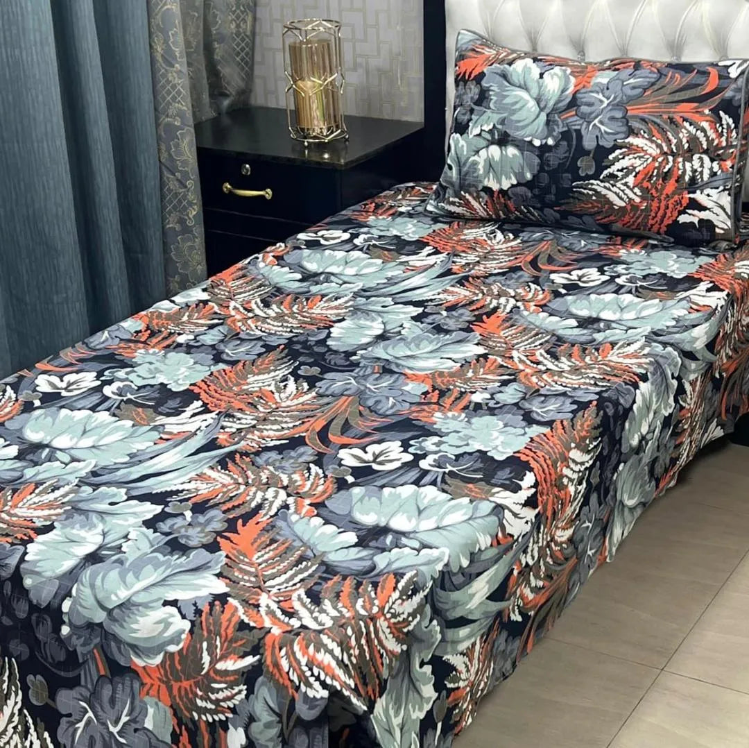 Crystal Cotton Printed Single Bedsheet Set with Pillow Cover