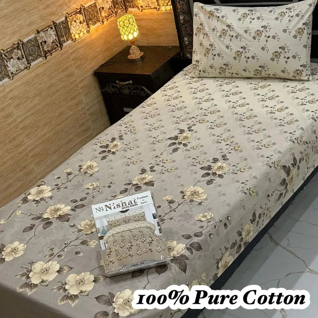 Vibrant 4 Pcs 100% Pure Cotton Printed Single Bedsheet