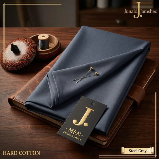 Men Unstitched Hard Cotton Suit Steel Grey Summer