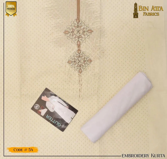 Men's Off White Embroidered Cotton Suit Summer Eid Party Wear