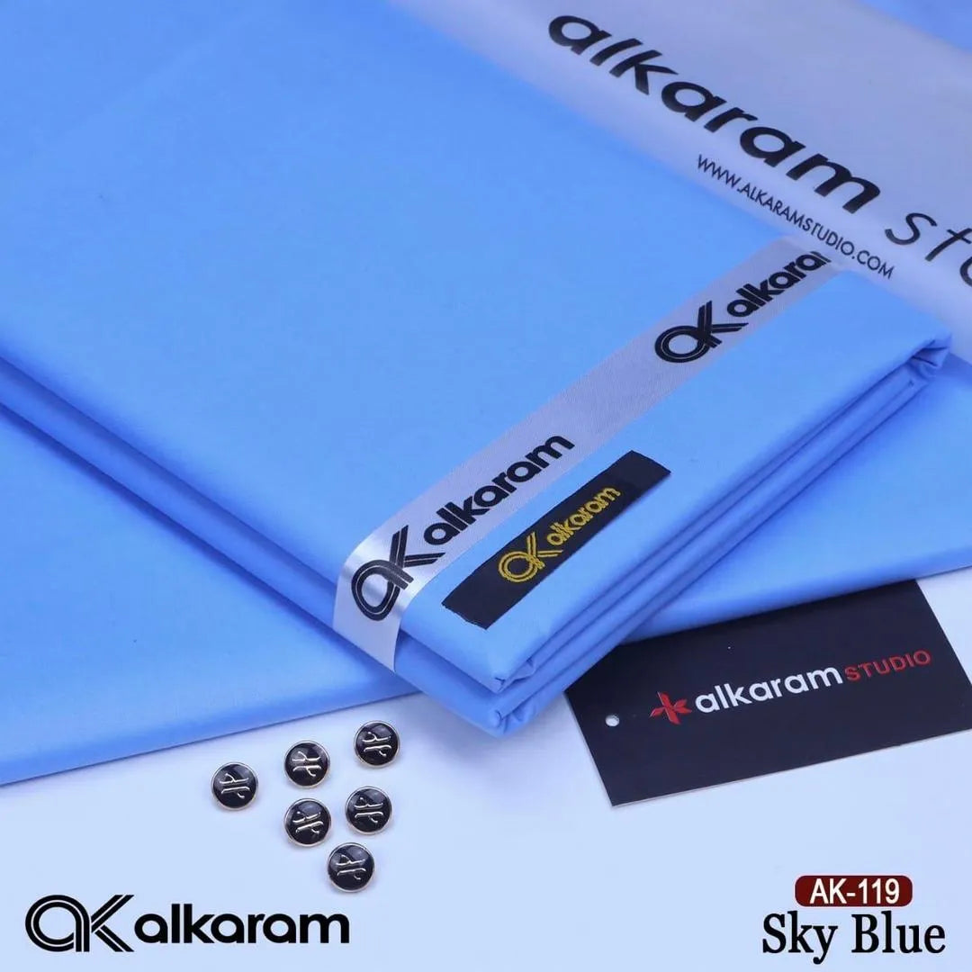 Men Cotton Plain Suit Sky Blue Summer Eid Formal