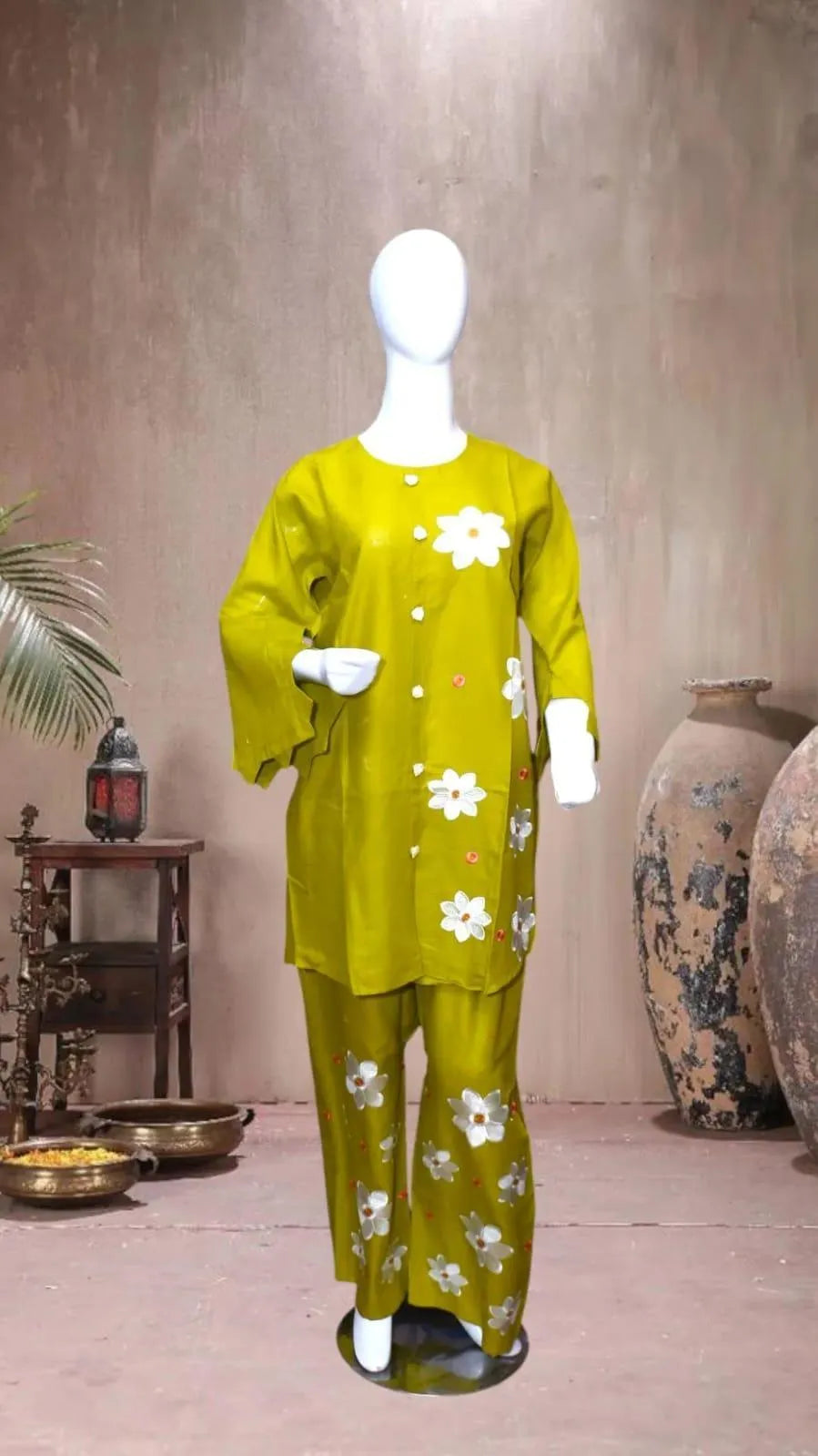 Summer Trendy Design 2 Pcs Women's Stitched Embroidered Shirt And Trouser