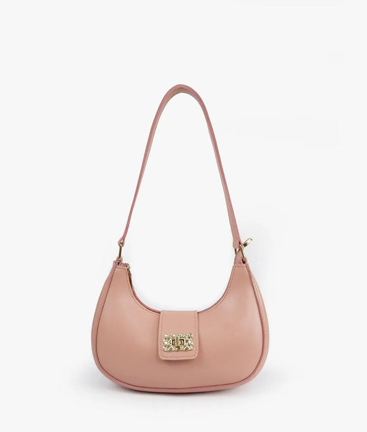 Pink PU Leather Moon Shoulder Bag