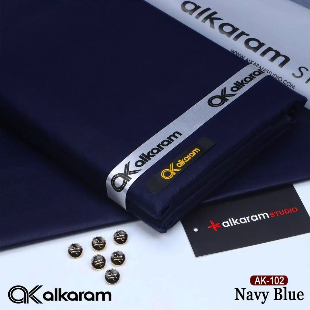 Men Cotton Plain Suit Navy Blue Eid Formal