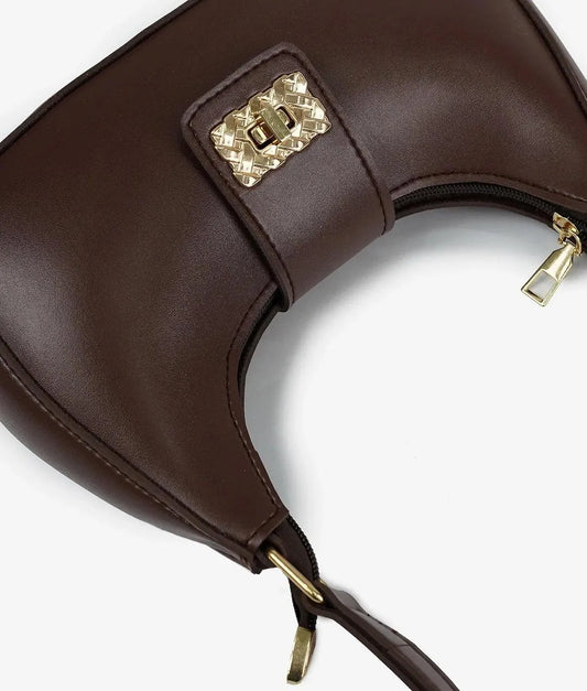 Brown PU Leather Girl's Shoulder Bag
