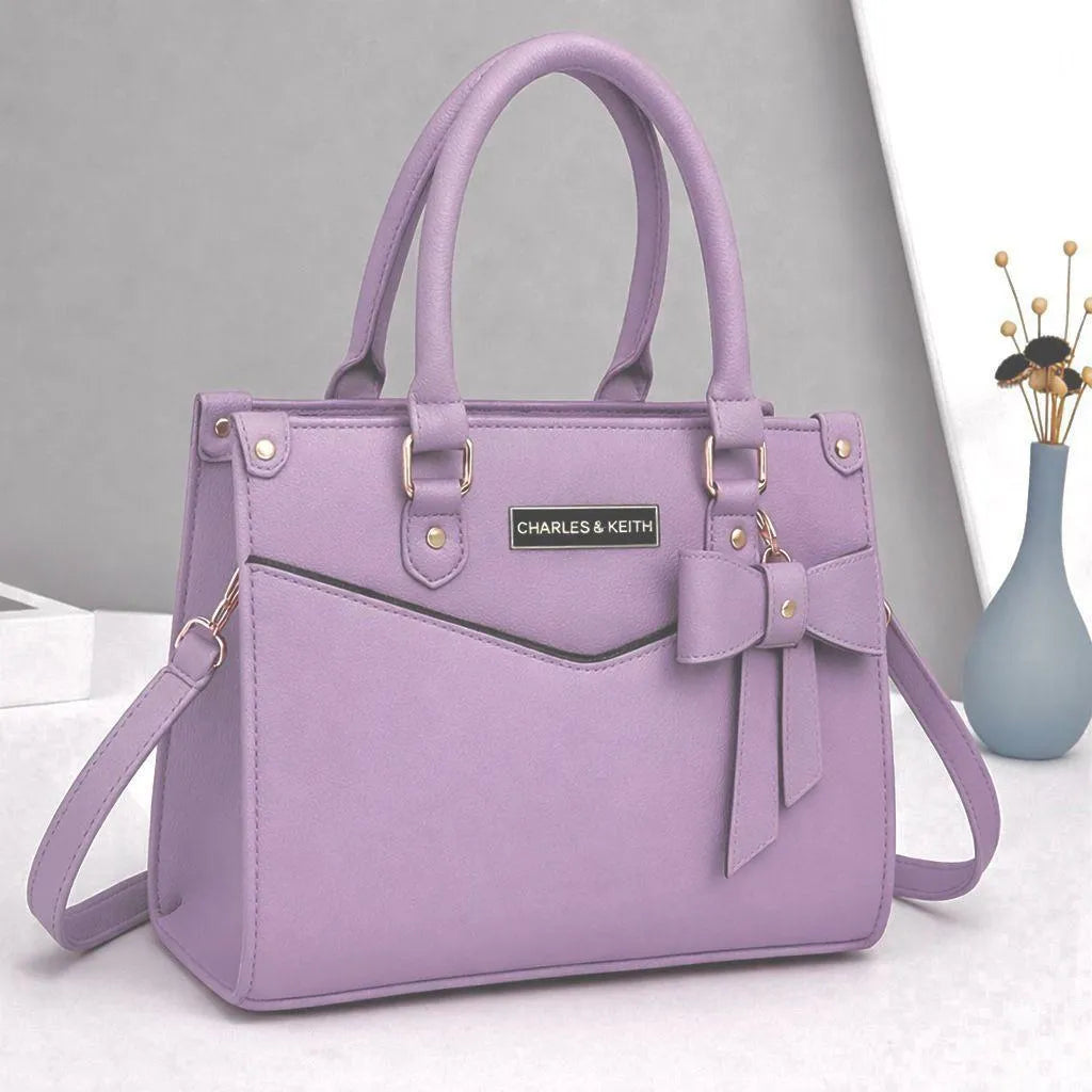 Purple Leather Women's Shoulder Bag Plain 10x12 Inch