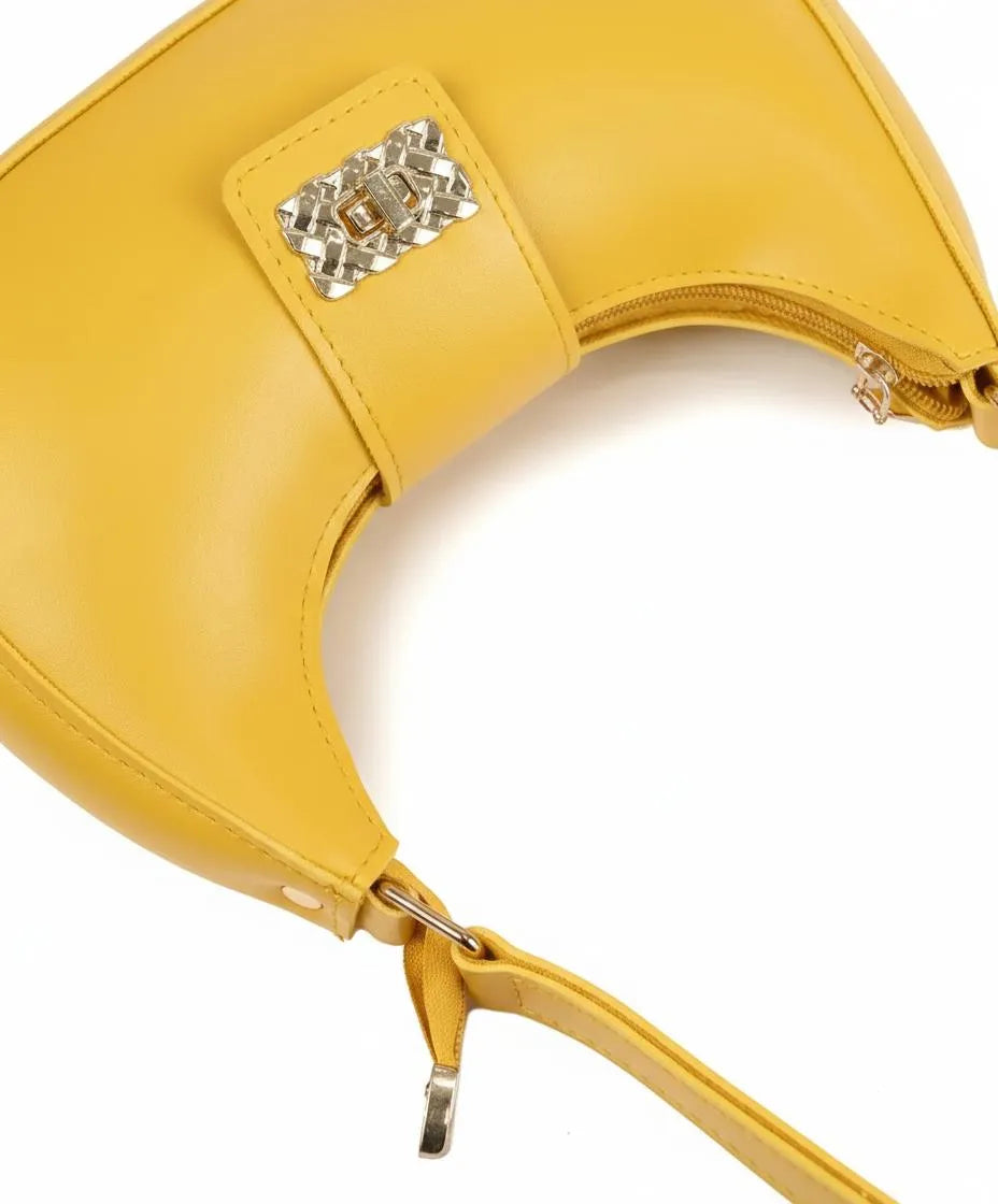 Yellow PU Leather Girl's Shoulder Bag