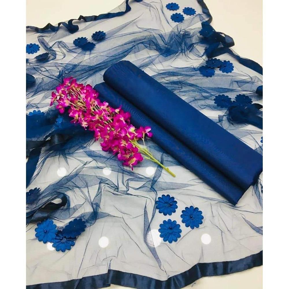 Women's Unstitched Katan Silk Plain Suit 3 Pcs