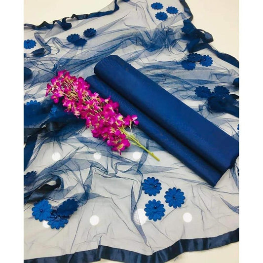 Women's Unstitched Katan Silk Plain Suit 3 Pcs