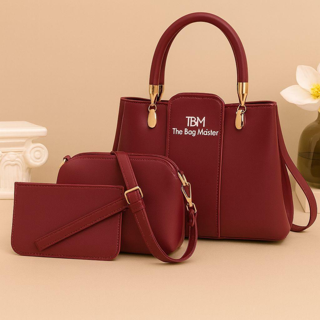 3 Pcs Girl's Rexine Hand Bag Set