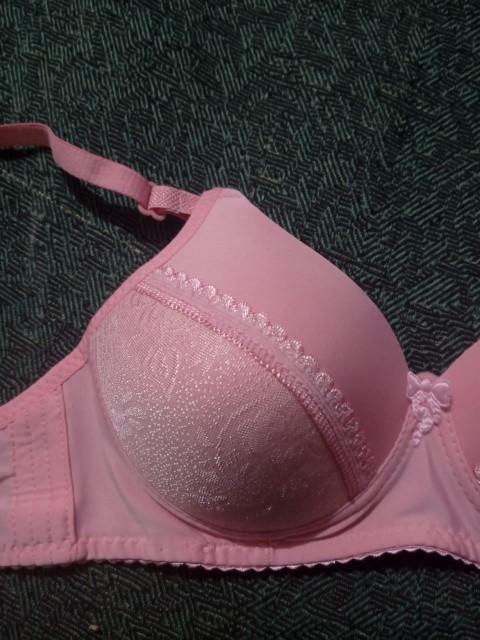 Pink Silk Embroidered Padded Bra for Women