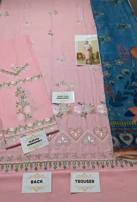 3 Pcs Women's Unstitched Embroidered Suit