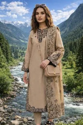3 Pcs Women's Unstitched Embroidered Suit