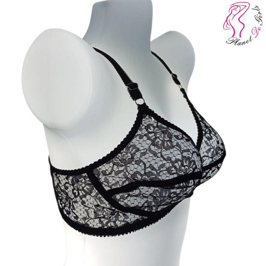 Black Lace Breathable Non Padded Bra for Girls
