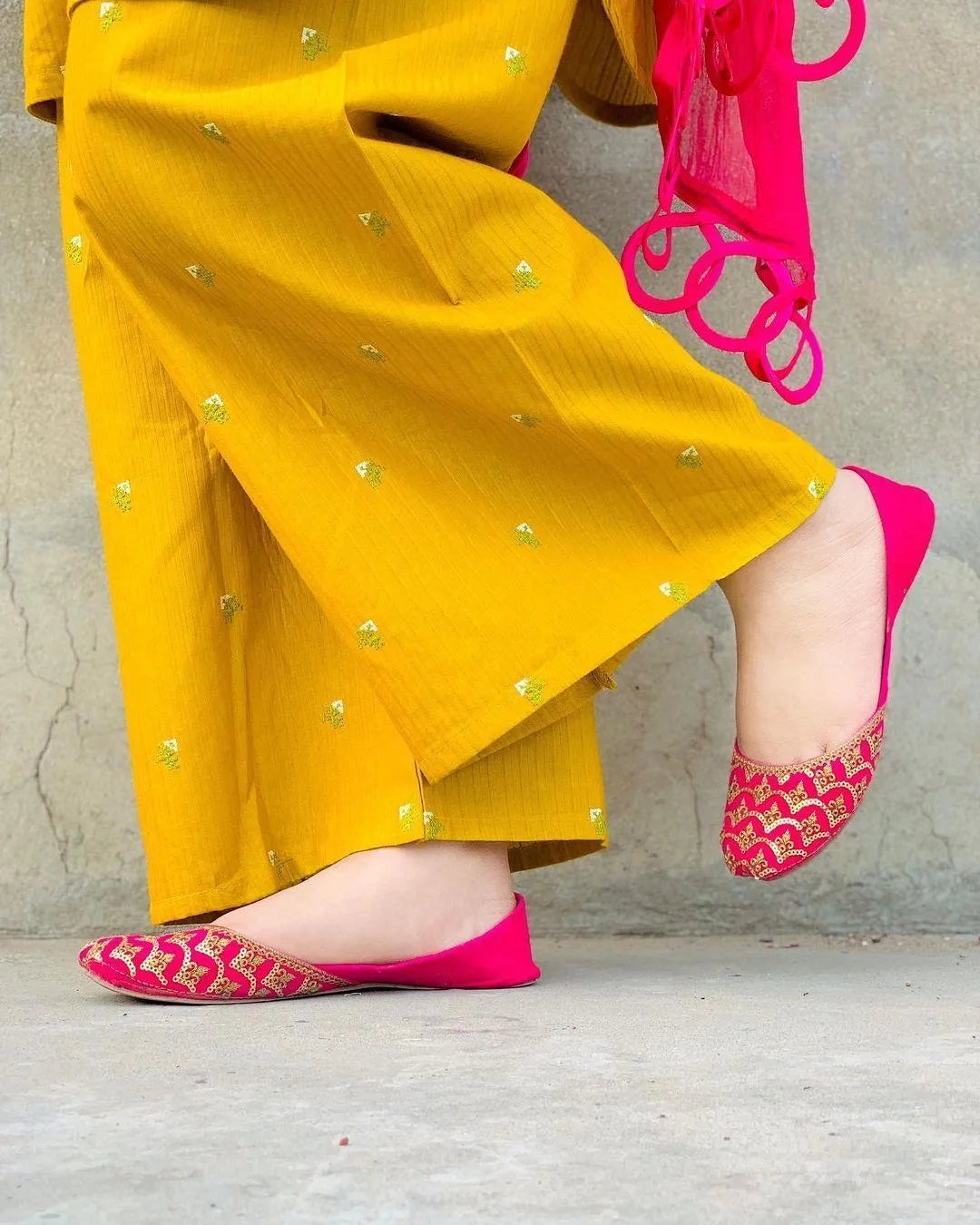Yellow Embroidered Linen Shirt & Trouser Set