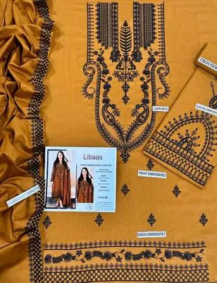 3 Pcs Women's Unstitched Embroidered Suit