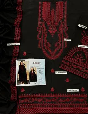 3 Pcs Women's Unstitched Embroidered Suit