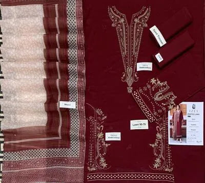3 Pcs Women's Unstitched Embroidered Suit