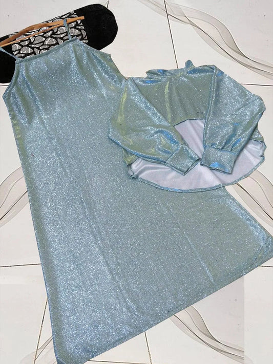 Green Glitter 2Pcs Maxi Dress Set