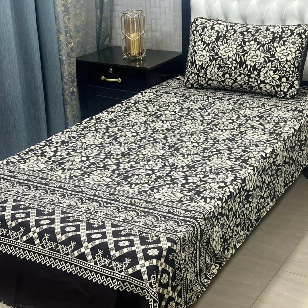 Crystal Cotton Printed Single Bedsheet with Pillow Cover