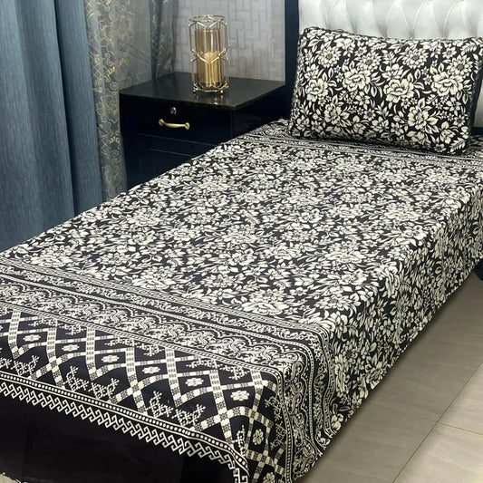 Crystal Cotton Printed Single Bedsheet with Pillow Cover