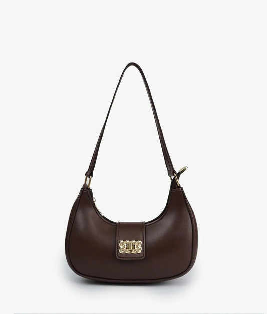 Brown PU Leather Girl's Shoulder Bag