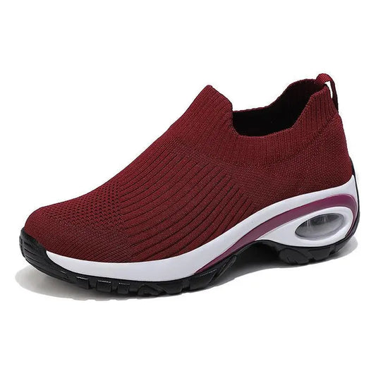 Women Red Slip-On Sneakers Air Cushion
