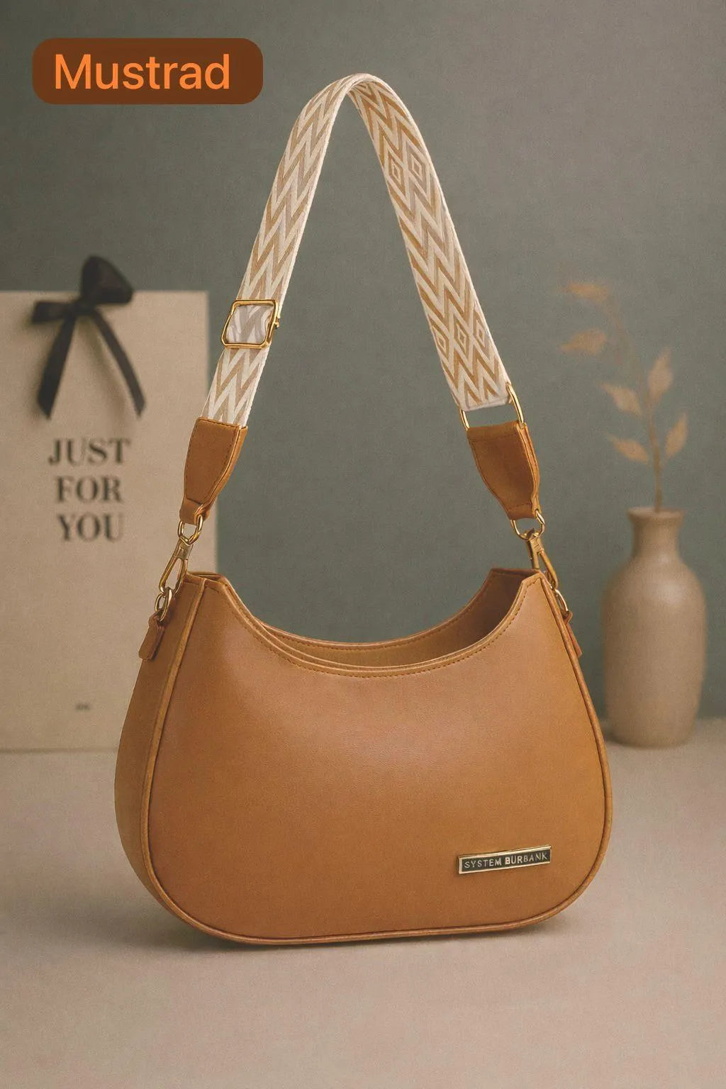 Girls Mustard Leather Shoulder Bag Plain 6x9 Inch