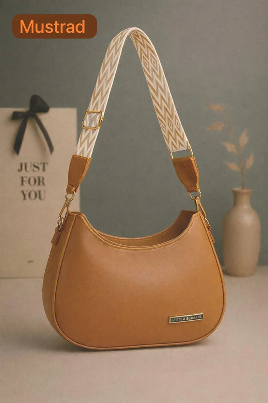 Girls Mustard Leather Shoulder Bag Plain 6x9 Inch