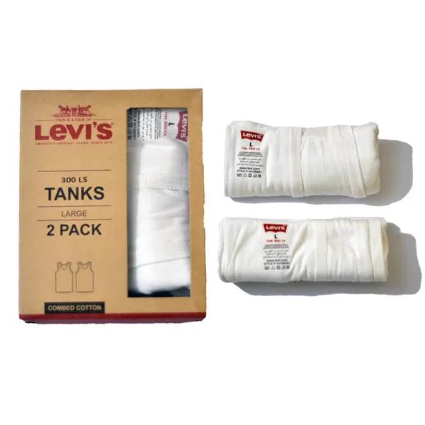 Levi's Men White Cotton Vests Large 2 Pack