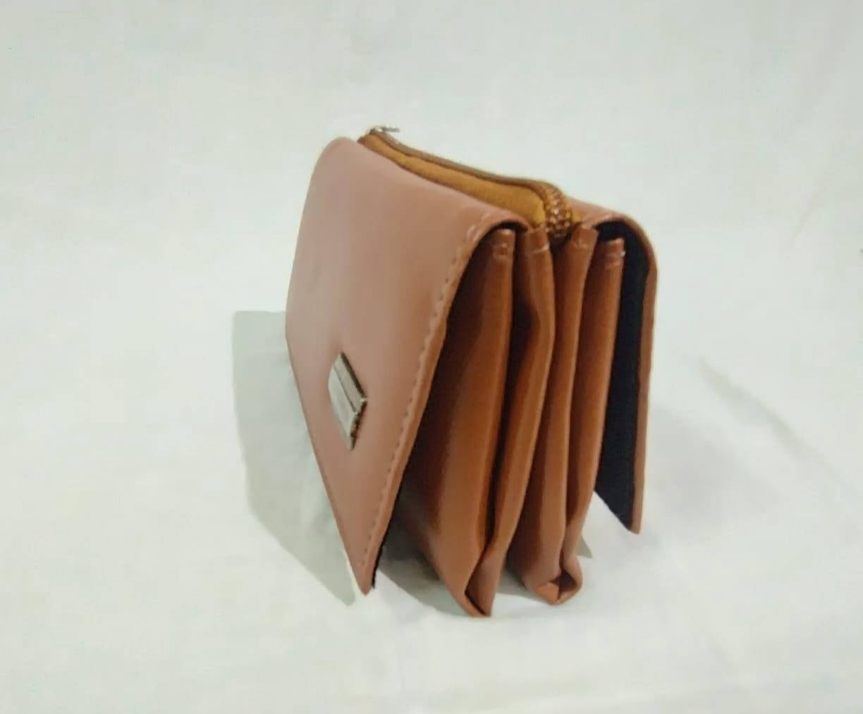 PU Leather Clutch Brown Zipper Daily Use