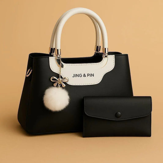 Leather Shoulder Bag with Wallet Set