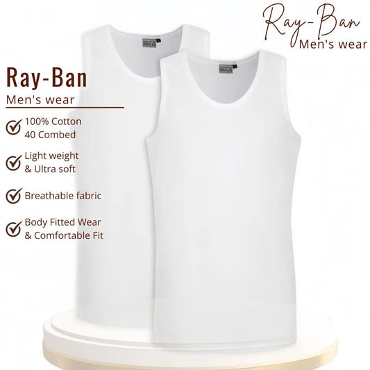 Men's White Cotton Sando Vest Breathable Comfort Fit