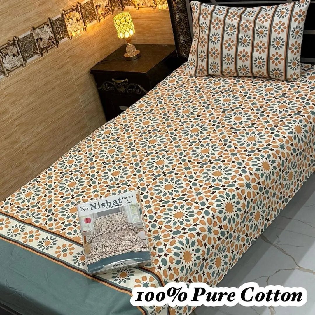 Vibrant 4 Pcs 100% Pure Cotton Printed Single Bedsheet
