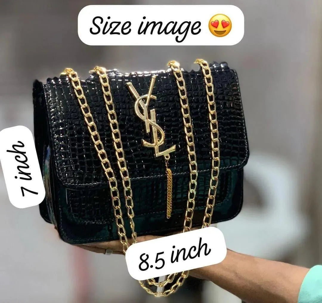 Croc Leather YSL Chain Crossbody Bag