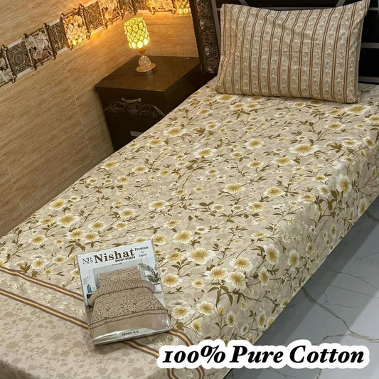 Vibrant 4 Pcs 100% Pure Cotton Printed Single Bedsheet