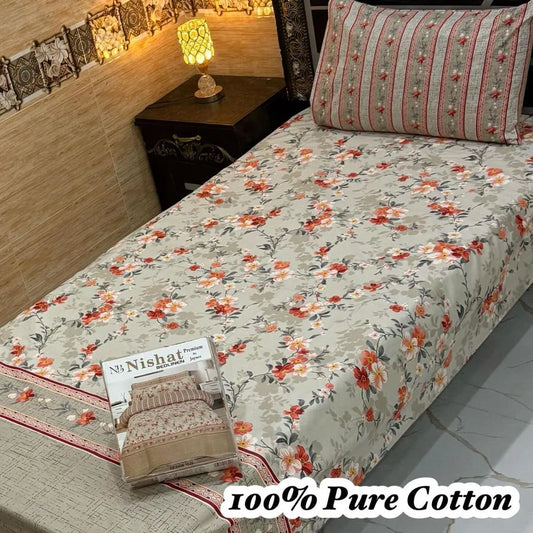 Vibrant 4 Pcs 100% Pure Cotton Printed Single Bedsheet