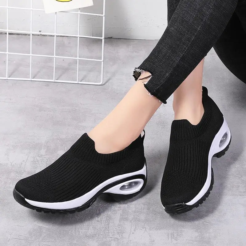 Women Red Slip-On Sneakers Air Cushion