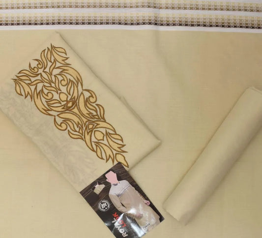Men's Off White Embroidered Cotton Suit for Eid Party Wedding Summer Wear