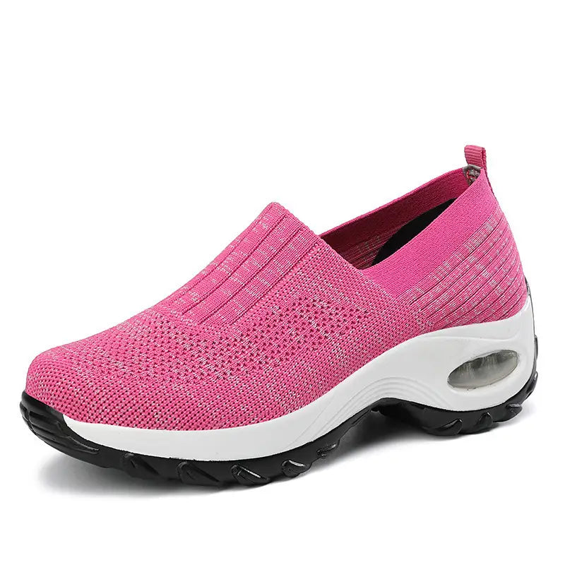 Women's Pink Mesh Slip-On Walking Shoes