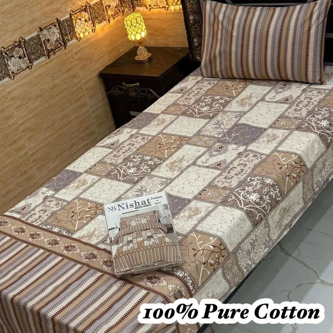 Vibrant 4 Pcs 100% Pure Cotton Printed Single Bedsheet