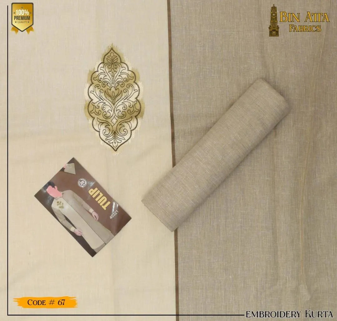 Men's Silver Embroidered Cotton Suit Eid Party Wear Summer
