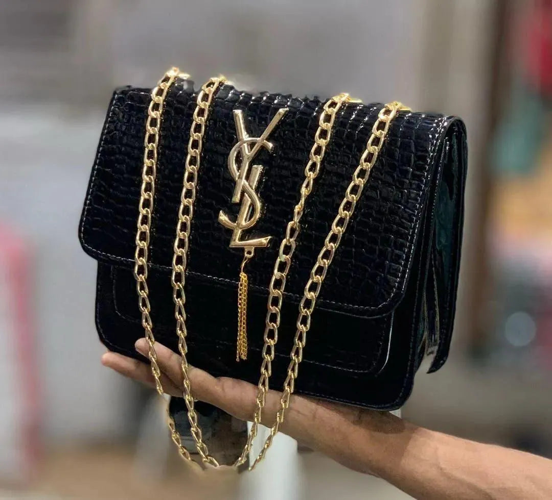 Croc Leather YSL Chain Crossbody Bag