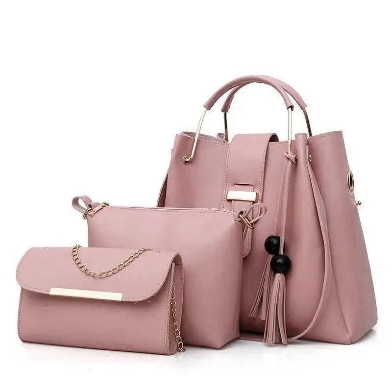 Blue 3-Piece Rexine Handbag Set for Girls