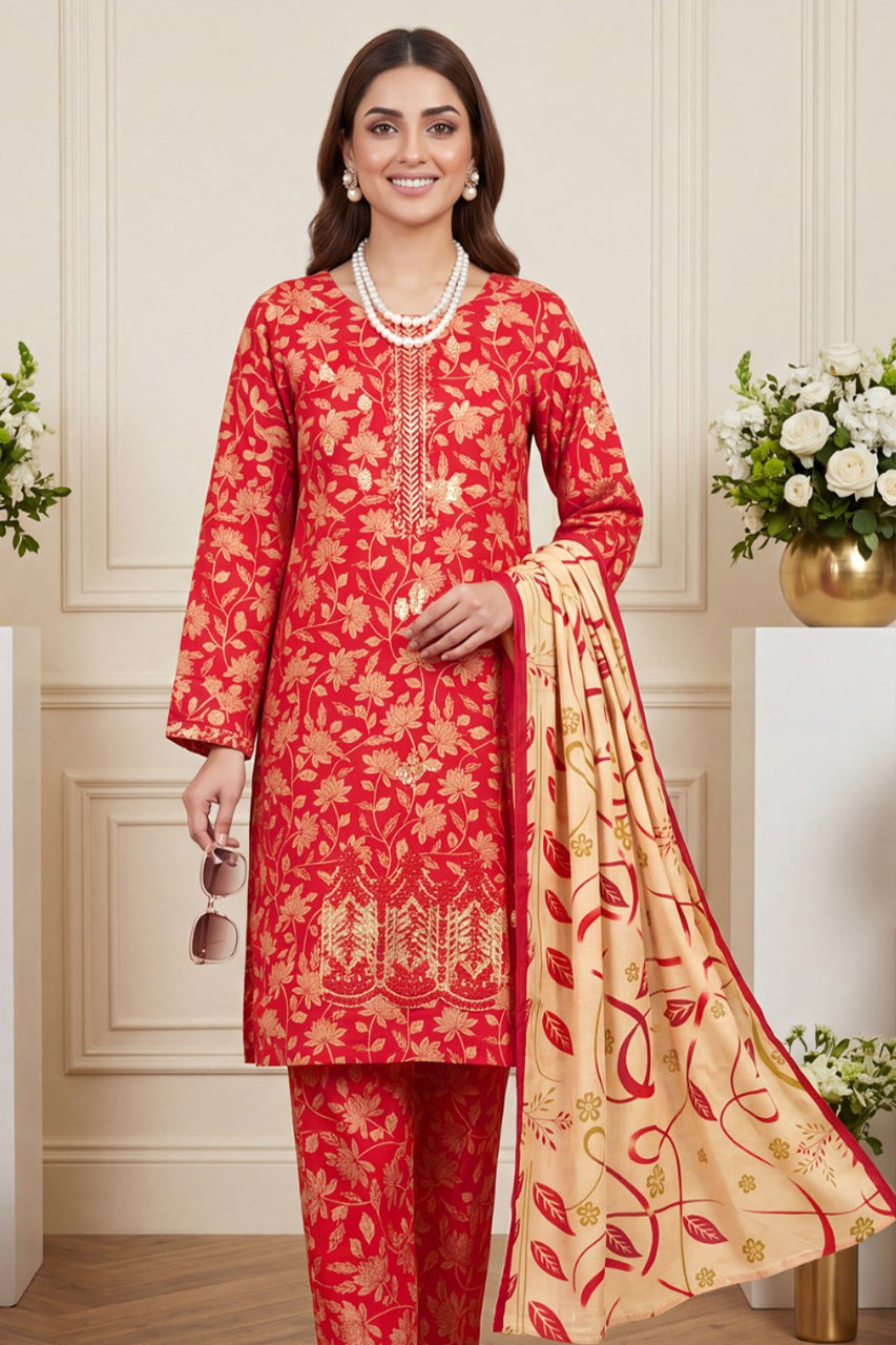 Aneela’s Premium Embroidered Lawn 3PC Unstitched (H)