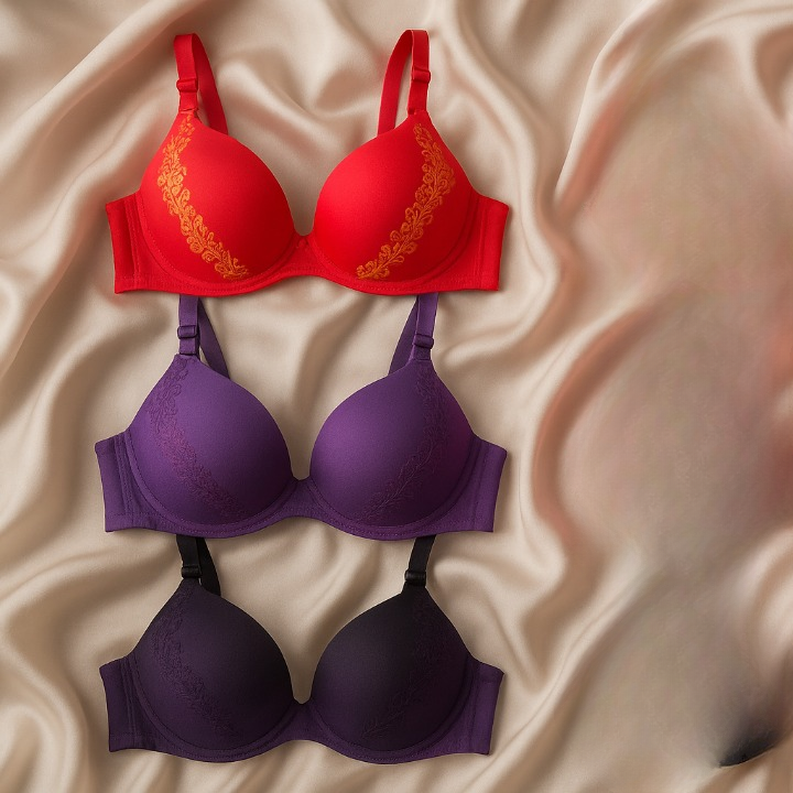 Silk Embroidered Padded Bra for Women