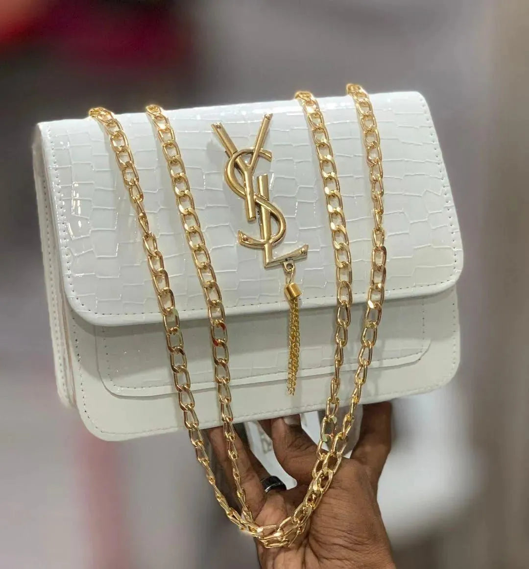 Croc Leather YSL Chain Crossbody Bag